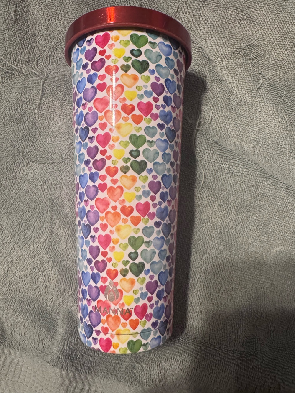 Starbucks Rainbow Heart Pattern Tumbler with Red Lid